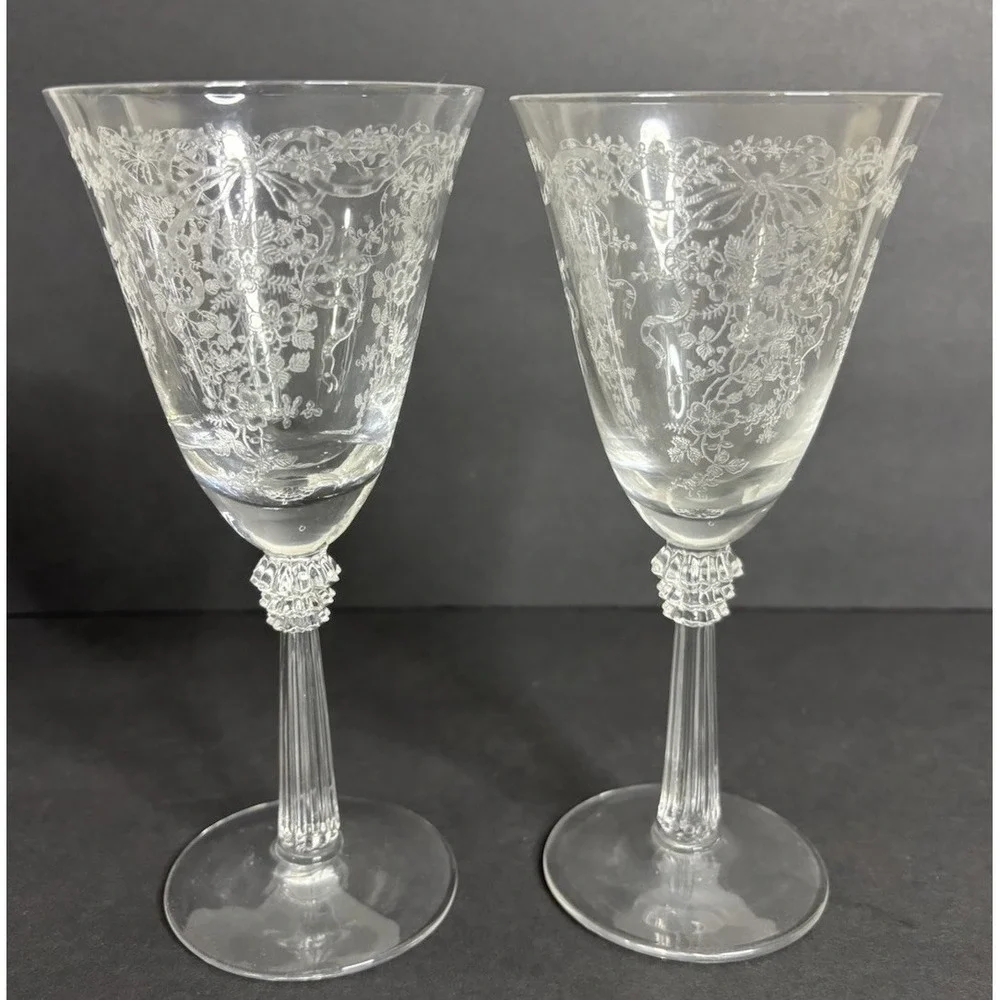 2 Fostoria Romance Water Goblets 7 1/2